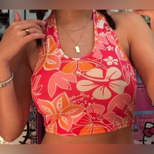 SHEIN Hawaiian Summer Pink and orange halter top